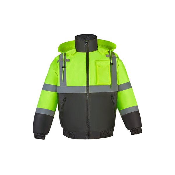 2W International Hi-Viz Light Weight Bomber Jacket, X-Large, Lime, Class 3 250C-3 XL